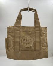 Load image into Gallery viewer, Authentic Tory Burch Womens Beige Coated Twill Mini Tote Purse Worn Stained
