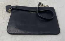 Load image into Gallery viewer, Coach Womens Black Pebbled Leather Zip Top Charm Small Wristlet Wallet
