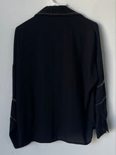 Load image into Gallery viewer, Zara Womens Black Embellished Long Sleeve Collared Button-Up Shirt Size Small
