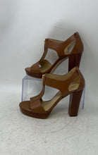 Load image into Gallery viewer, Michael Kors Womens Brown Leather Open Toe Front Zip Block Pump Heels Size 6M
