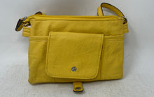 Load image into Gallery viewer, Rosetti Womens Yellow Faux Leather Multi Pocket Zip Top Crossbody Handbag
