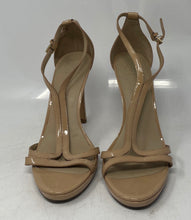 Load image into Gallery viewer, Authentic Tory Burch Womens Beige Patent Leather Strappy Heels Size 8M Stained
