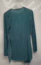 Load image into Gallery viewer, Zara Womens Green Pleated Long Sleeve Regular Fit Wrap Blouse Top Size S
