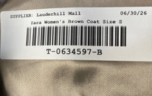 Load image into Gallery viewer, Zara Womens Brown Notch Lapel Long Sleeve Double Breasted Overcoat Size Small
