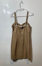 Load image into Gallery viewer, Guess Womens Beige Leather Sleeveless V-Neck Back Zip Mini Dress Size Medium
