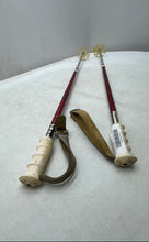 Load image into Gallery viewer, Set Of 2 Pcs Vintage Kerma Red Downhill Ski Poles With Leather Wrist Straps
