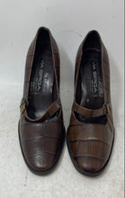 Load image into Gallery viewer, Via Spiga Womens Brown Animal Print Leather Mary Jane Block Pump Heels Size 6.5M

