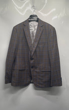 Load image into Gallery viewer, Portofino Mens Brown Plaid Notch Lapel Pockets Two-Button Blazer Jacket No Size
