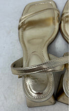 Load image into Gallery viewer, ASOS Womens 133405075 Gold Leather Design Block Ankle Strap Sandals Size 6
