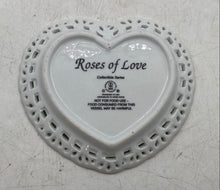 Load image into Gallery viewer, Reproducta Roses Of Love Heart 2004 Porcelain Home Decor Trinket Dish
