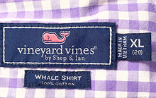 Load image into Gallery viewer, Vineyard Vines Mens Purple White Gingham Check Cotton Whale Dress Shirt Sz XL 20
