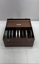 Load image into Gallery viewer, Vintage Ambassador Brown Metal Industrial Machinist Film Reel Storage Box
