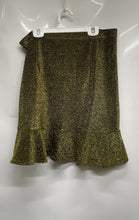 Load image into Gallery viewer, Michael Kors Womens Gold Ruffle Side Zip Mini Skirt Size Large
