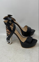 Load image into Gallery viewer, Ficelle Paris Womens Black White Block Heel Ankle Strap Sandals Size EUR 37
