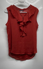 Load image into Gallery viewer, Tommy Hilfiger Womens Dark Orange Ruffle Sleeveless V-Neck Blouse Top Size Small
