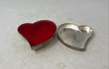 Load image into Gallery viewer, Silver-Tone Velvet Lined Heart Shape Lidded Collectible Jewelry Box
