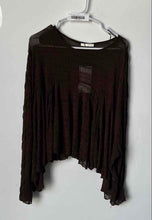 Load image into Gallery viewer, Zara Womens Brown Textured Long Sleeve Asymmetrical Hem Blouse Top Sz M W/ Tags
