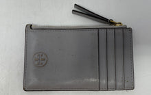 Load image into Gallery viewer, Authentic Tory Burch Womens Gray Diamond-Quilted Card Wallet Worn Damaged
