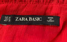 Load image into Gallery viewer, Zara Basic Womens Red Long Sleeve Round Neck Back Zip Blouse Top Size Medium
