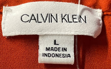 Load image into Gallery viewer, Calvin Klein Womens Rust Split Neck Short Ruffle Sleeve Pullover Blouse Top Sz L
