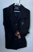 Load image into Gallery viewer, Emporio Collection Womens Black Suede Long Sleeve Collared Belted Jacket M W/Tag
