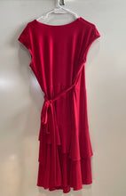 Load image into Gallery viewer, Jones New York Womens Red Sleeveless Ruffle Tie Waist Midi Wrap Dress Size 12
