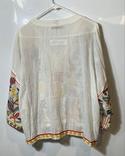 Load image into Gallery viewer, Zara Womens Multicolor Printed Embroidered V-Neck Blouse Top Size Small
