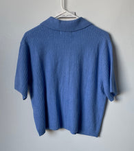 Load image into Gallery viewer, Banana Republic Womens Blue Collared Short Sleeve Cardigan Sweater Size Medium
