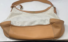 Load image into Gallery viewer, Liz Claiborne Womens Beige Brown Monogram Inner Pockets Zipper Shoulder Handbag
