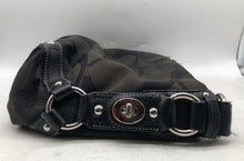 Load image into Gallery viewer, Coach Womens Black Monogram Bottom Studded Adjustable Strap Zipper Hobo Bag

