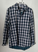 Load image into Gallery viewer, Michael Kors Mens Blue Plaid Cotton Classic Fit Long Sleeve Button-Up Shirt Sz M
