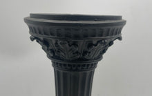 Load image into Gallery viewer, Antique Fitz &amp; Floyd Matte Black Resin Fluted Pedestal Design Candlestick Holder

