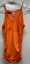 Load image into Gallery viewer, Bebe Womens Orange Sleeveless Halter Neck Side Ruched Blouse Top Size S
