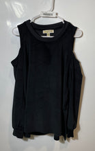 Load image into Gallery viewer, Michael Kors Womens Black Cold-Shoulder Round Neck Blouse Top Size Large
