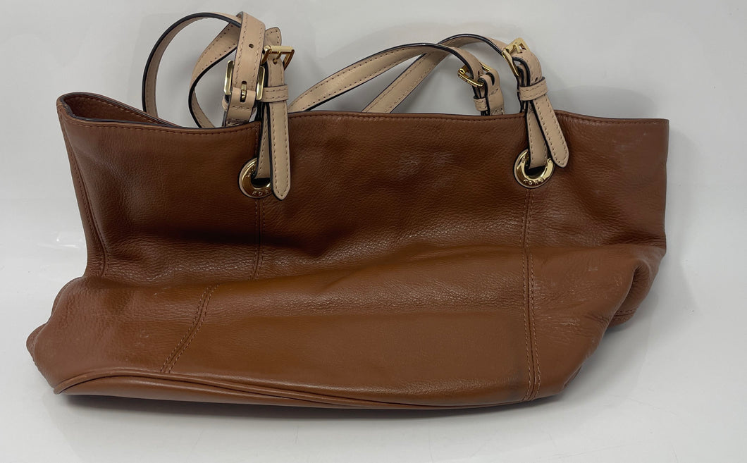 Michael Kors Womens Brown Leather Inner Pockets Double Handle Tote Handbag