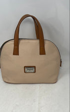 Load image into Gallery viewer, Valentina Womens Tan And Brown Leather Zipper Double Top Handles Satchel Bag
