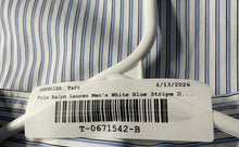 Load image into Gallery viewer, Polo Ralph Lauren Mens White Blue Striped Cotton Dress Shirt Size 16 With Tag
