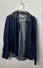 Load image into Gallery viewer, Zara Womens Blue Denim Dark Wash Long Sleeve Collared Button-Up Shirt Size M
