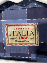 Load image into Gallery viewer, Vintage Italia Mens Blue Plaid Cotton Collared Button-Up Shirt Size Medium
