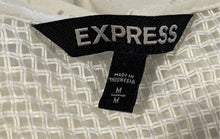Load image into Gallery viewer, Express Womens White Short Sleeve V-Neck Regular Fit 1/4 Zip Blouse Top Size M
