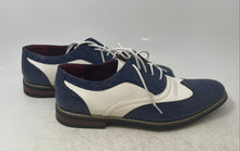 Load image into Gallery viewer, Enzo Romeo Mens Navy Blue White Leather Lace-Up Oxford Dress Shoes Size 11
