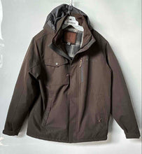 Load image into Gallery viewer, Free Country Mens Dark Brown Long Sleeve Pockets Hooded Full-Zip Jacket Size L
