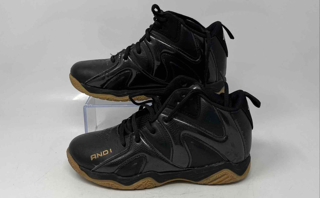 AND1 Kids Assist 3.0 Black Brown Mid Top Lace-Up Sneaker Shoes Size 3