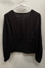 Load image into Gallery viewer, White House Black Market Womens Black Balloon Sleeve Side-Zip Blouse Top Size 2
