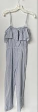 Load image into Gallery viewer, H&amp;M Womens White Blue Striped Sleeveless Ruffle One-Piece Jumpsuit Size 4
