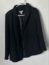 Load image into Gallery viewer, H&amp;M Womens Black Long Sleeve Peak Lapel Double-Breasted Blazer Jacket Size XS
