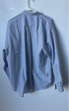 Load image into Gallery viewer, Fusano Mens Blue Striped Fine Cotton Long Sleeve Collared Dress Shirt Size XL
