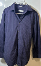 Load image into Gallery viewer, Calvin Klein Mens Blue Purple Striped Long Sleeve Collared Button-Up Shirt Sz M
