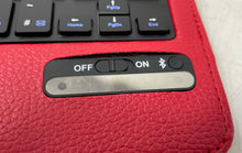 Load image into Gallery viewer, Red Leather Folding Folio Tablet Case With Bluetooth Keyboard Untested
