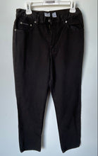 Load image into Gallery viewer, Calvin Klein Womens Black Denim Pockets Dark Wash High-Rise Tapered Jeans Sz 12
